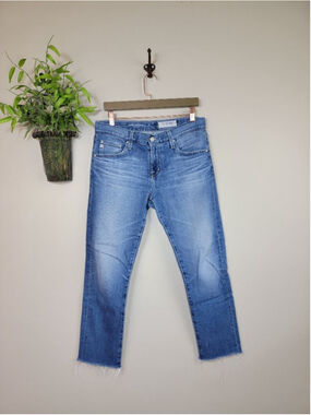 AG 27 Adriano Goldschmied Ex Boyfriend Slouchy Slim Jeans Blue Raw Crop Blue 4